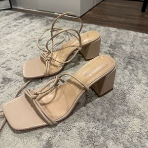 Tan lace up heel sandals
